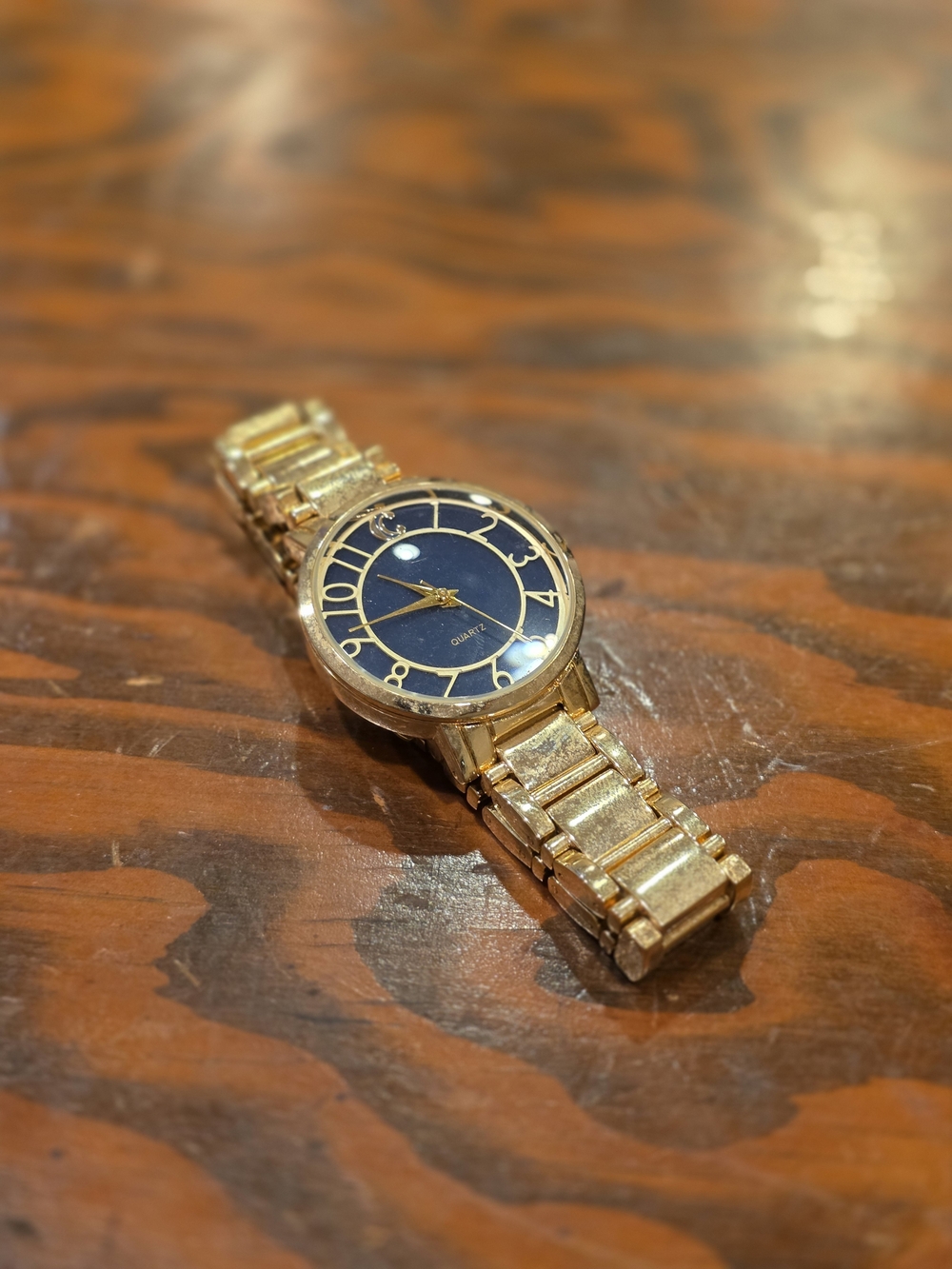 Charming Charlie Gold-Tone Watch with Blue Dial